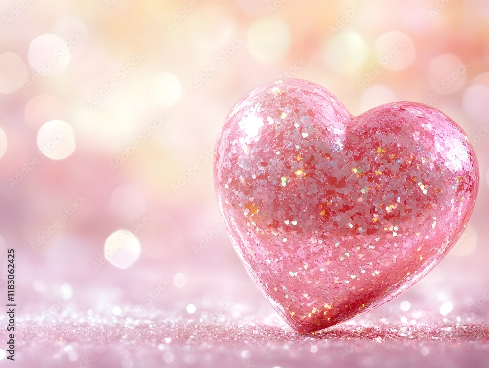 Sparkling Pink Heart with Soft Bokeh Background for Romantic Valentine s Day Sparkling Pink Heart with Soft Bokeh Background for Romantic Valentine s Day