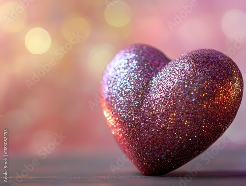 Glittering Heart Bokeh Background for Valentine s Day photo