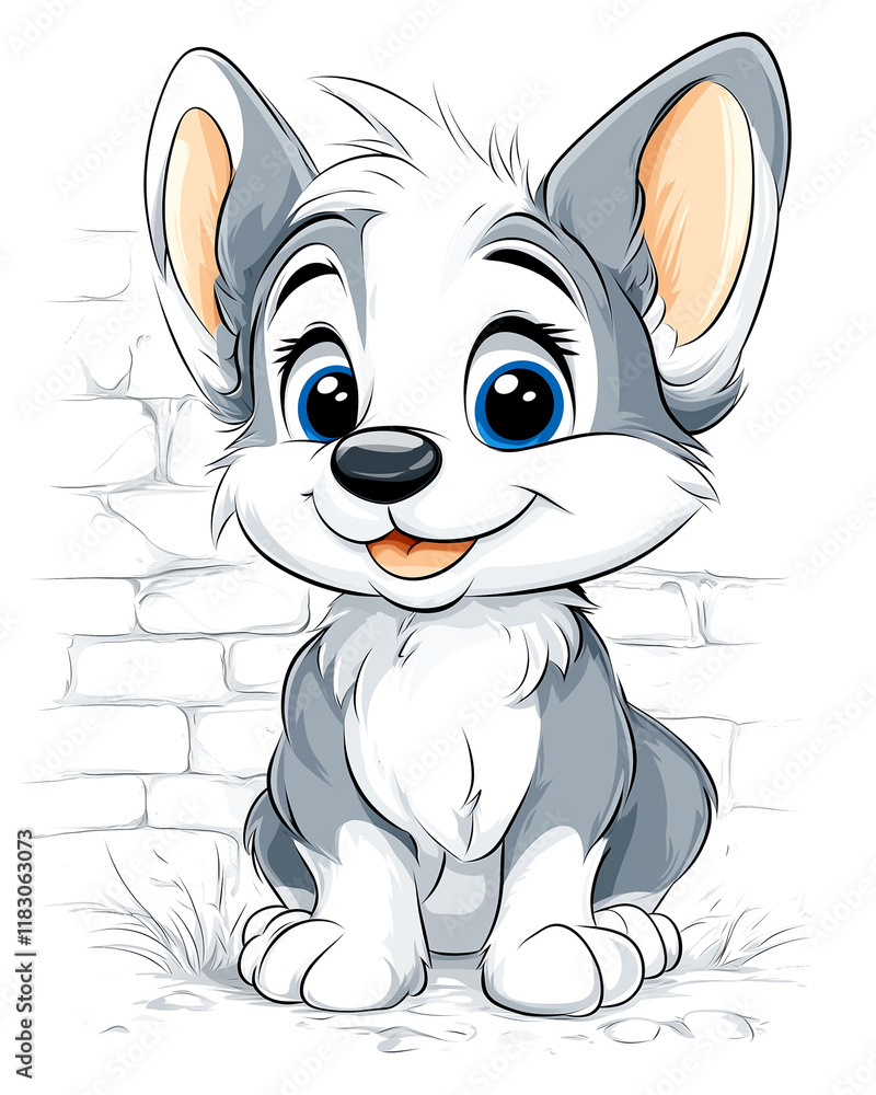 Obraz premium A cute cartoon dog with a big smile on its face