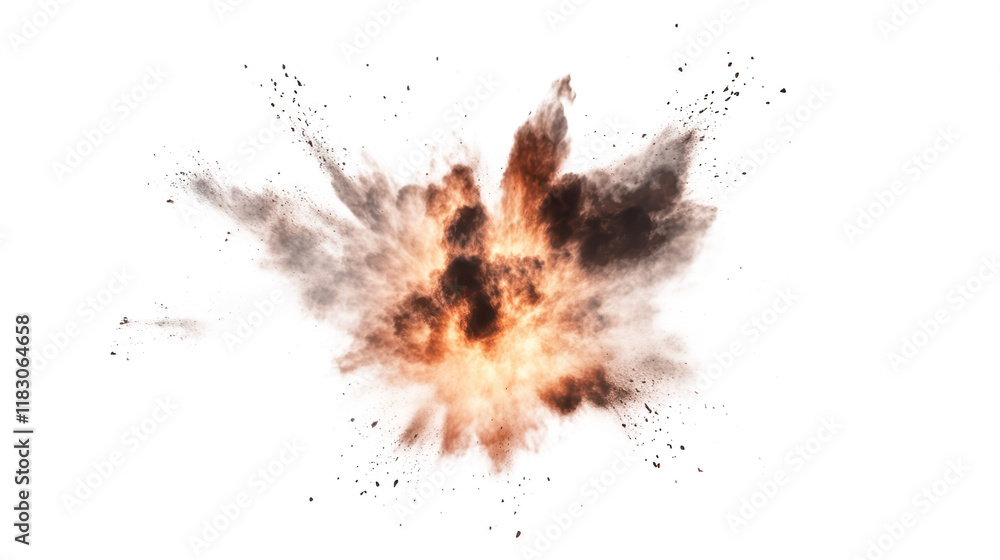 Intense explosion of orange and white fire, a burst of light heat fiery Intense explosion of orange and white fire, a burst of light heat fiery