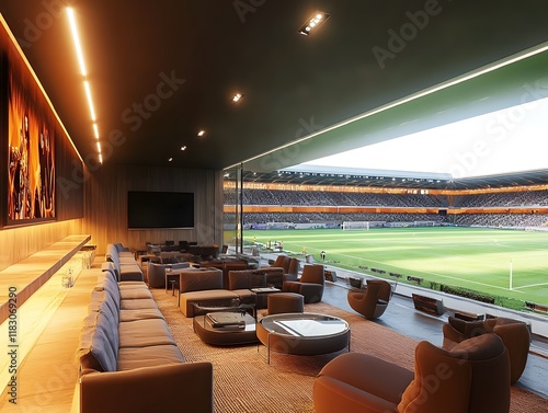 Luxurious VVIP Football Stadium Lounge with Premium Seating and Amenities
