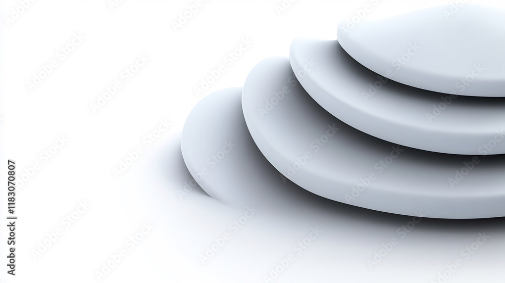 Smoothly Stacked 3D Rendered Abstract Forms on Pristine White Background. AI Generated Smoothly Stacked 3D Rendered Abstract Forms on Pristine White Background. AI Generated