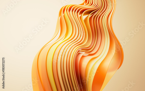 Fototapeta Naklejka Na Ścianę i Meble -  Flowing gradient orange curve ribbons background, 3d rendering.