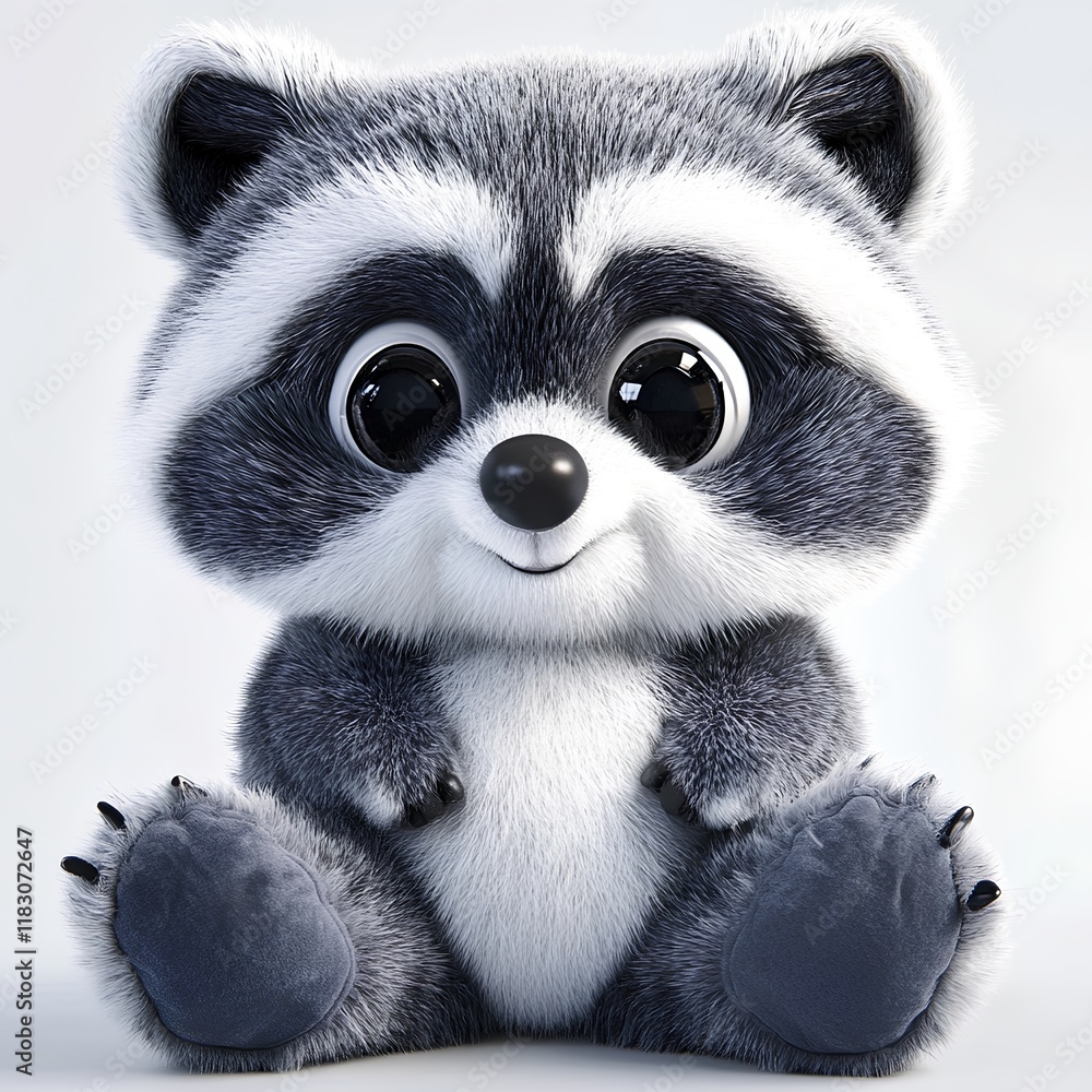 Obraz premium Adorable Plush Raccoon Toy – Cute and Fluffy Stuffed Animal Design