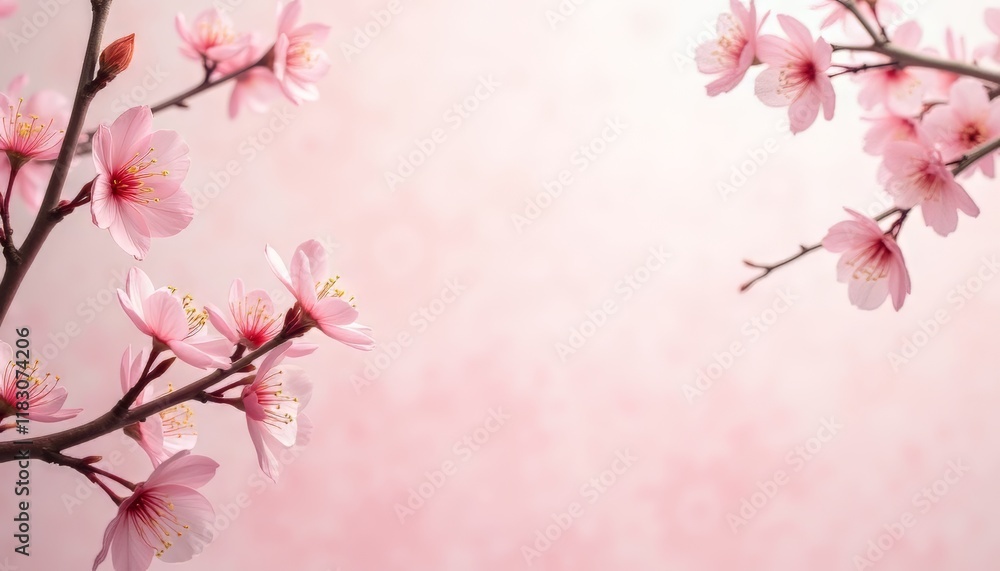 Delicate pink cherry blossoms against a soft pastel background. Delicate pink cherry blossoms against a soft pastel background.