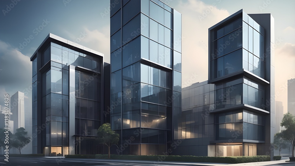 Fototapeta premium A modern architectural digest building, a Best design for a shopping mall and an admin block of a company 