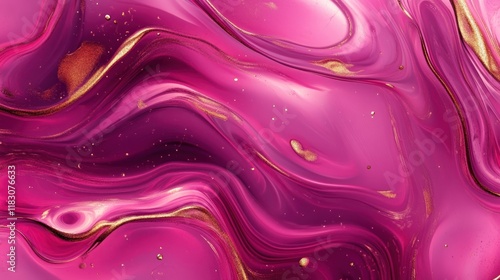 Abstract pink and gold liquid marble texture.
