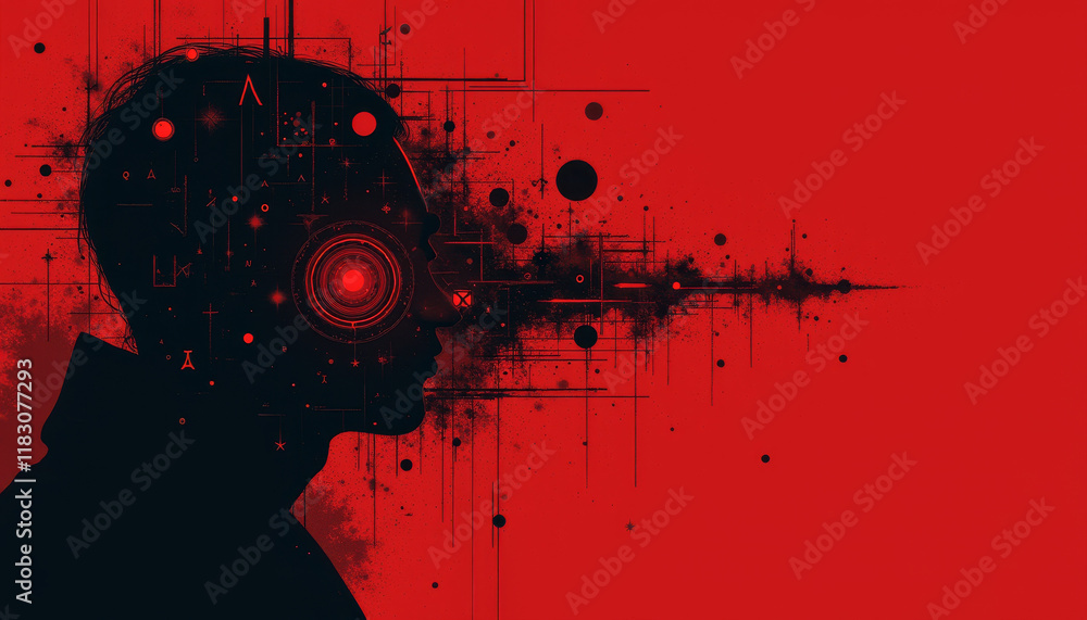 Obraz premium Figure with Red Glowing Eye