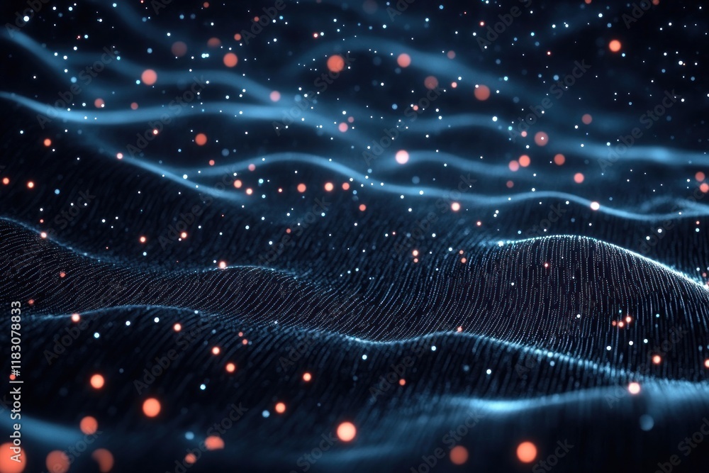 Obraz premium Abstract blue and red particle wave background.