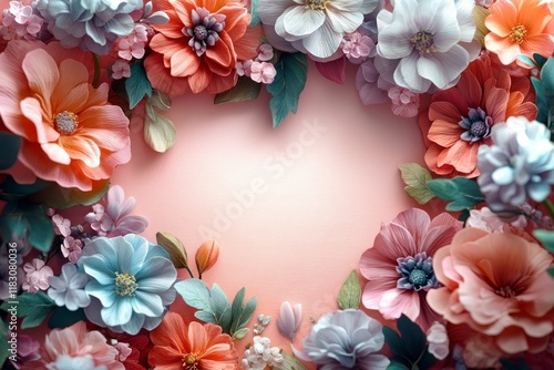Elegant Floral Heart Frame Design with Soft Pastel Colors Ideal for Valentine's Day Celebrations and Romantic Greetings, Perfect for Crafting and Digital Projects