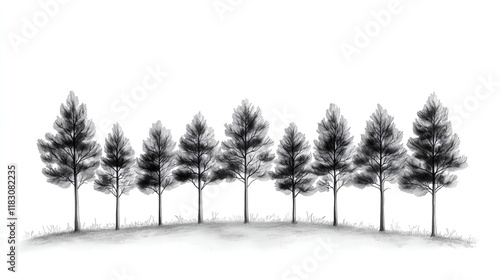 Wallpaper Mural black and white tree on white, hand drawn sketch Torontodigital.ca