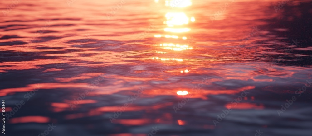 Sunset reflected on rippling water surface. Sunset reflected on rippling water surface.