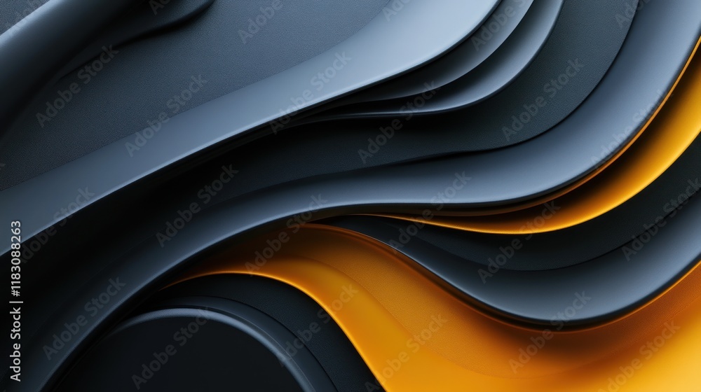 Abstract Dark Grey and Yellow Waves: A Digital Art Masterpiece Abstract Dark Grey and Yellow Waves: A Digital Art Masterpiece