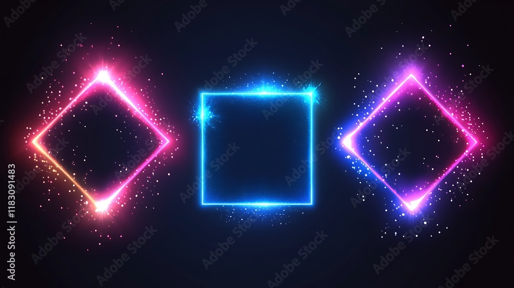 Glowing Neon Frames with Sparkle Effects Glowing Neon Frames with Sparkle Effects