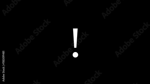 exclamation icon on black background 