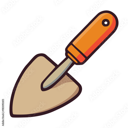 trowel tool building equipment flat color vector illustration template design