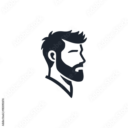 man with beard profile avatar icon logo vector illustration template design
