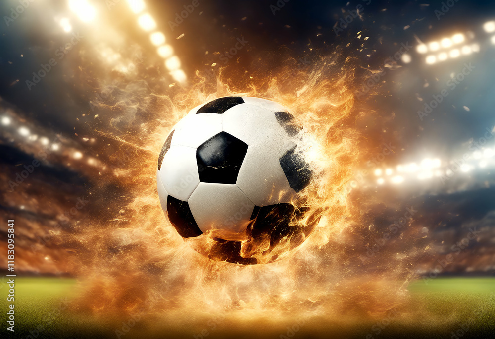 Fototapeta premium exploding modern design ball signs flames sport speed symbol black glowing