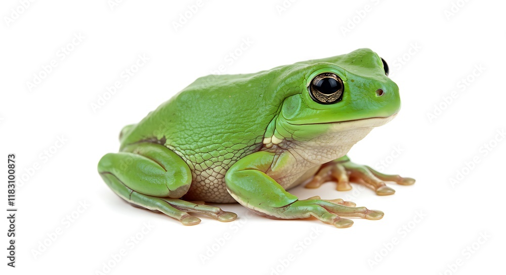 Green Tree Frog Amphibian Reptile Wildlife Nature Closeup Isolated White Background Animal Portrait Green Tree Frog Amphibian Reptile Wildlife Nature Closeup Isolated White Background Animal Portrait