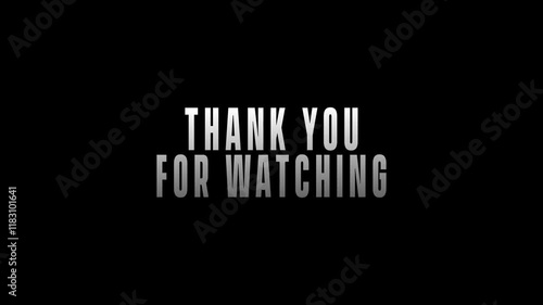Animation thank you for watching text with glitch effects on black background