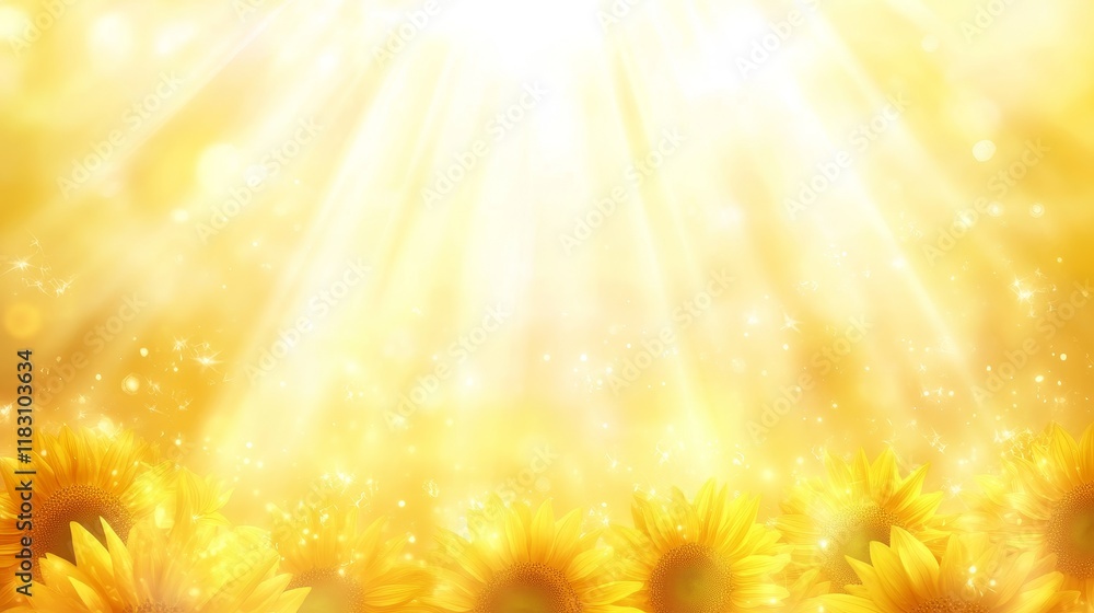 Sunlit Golden Sunflowers in Magical Field