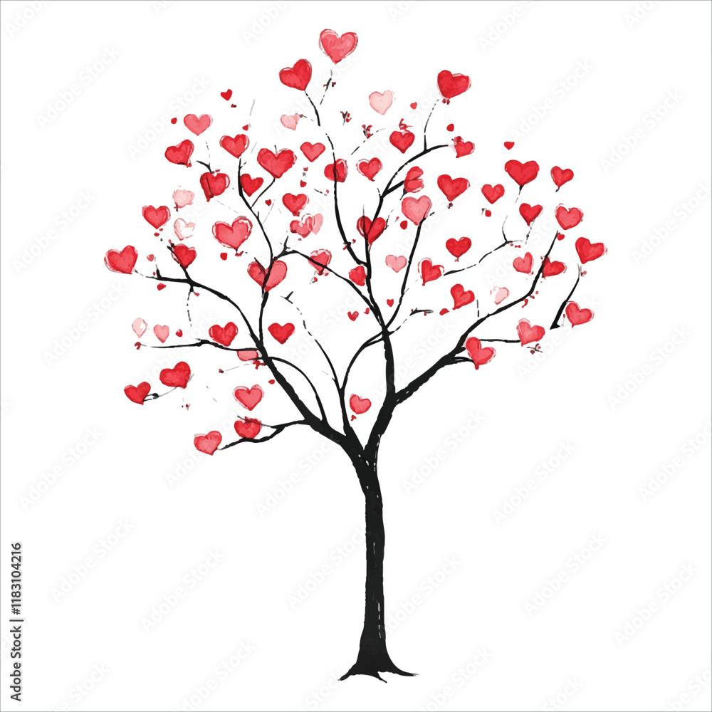 Valentine tree Vector with hearts Valentine tree Vector with hearts