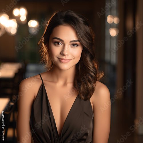 A Young Woman in Formal Attire with a Confident Smile photo