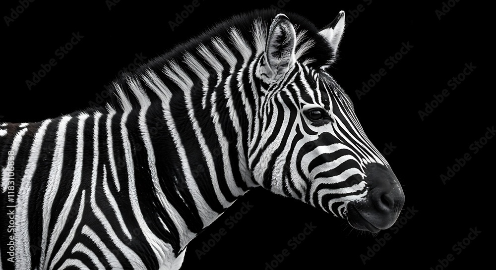 Fototapeta premium Majestic Zebra Portrait Black and White Stripes Wildlife Photography