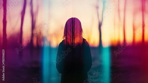 Abstract Silhouette at Sunset with Vibrant Colors