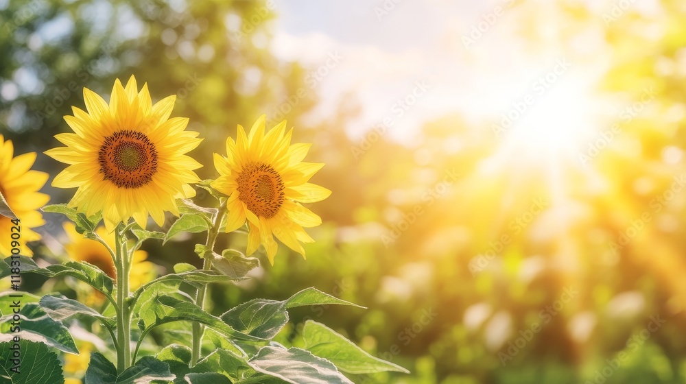 Obraz premium Sunlit Summer Sunflowers in Vibrant Field