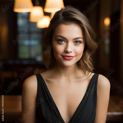 A Young Woman in Formal Attire with a Confident Smile photo