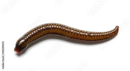 Medicinal Leech Hirudo medicinalis Isolated on White Background Close up Macro Photography Wildlife