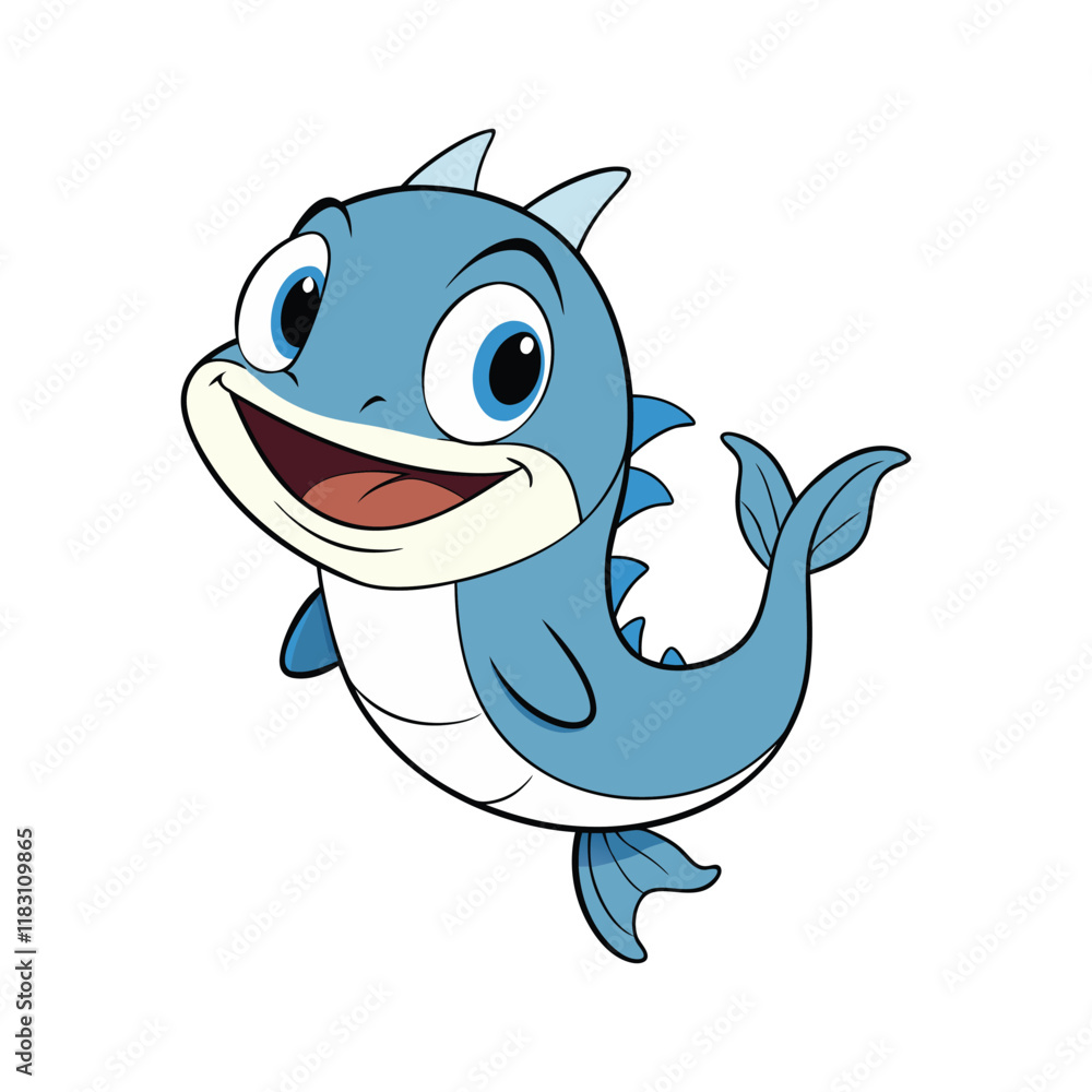 Naklejka premium A Kawaii Style Smiling Cartoon Cat Fish