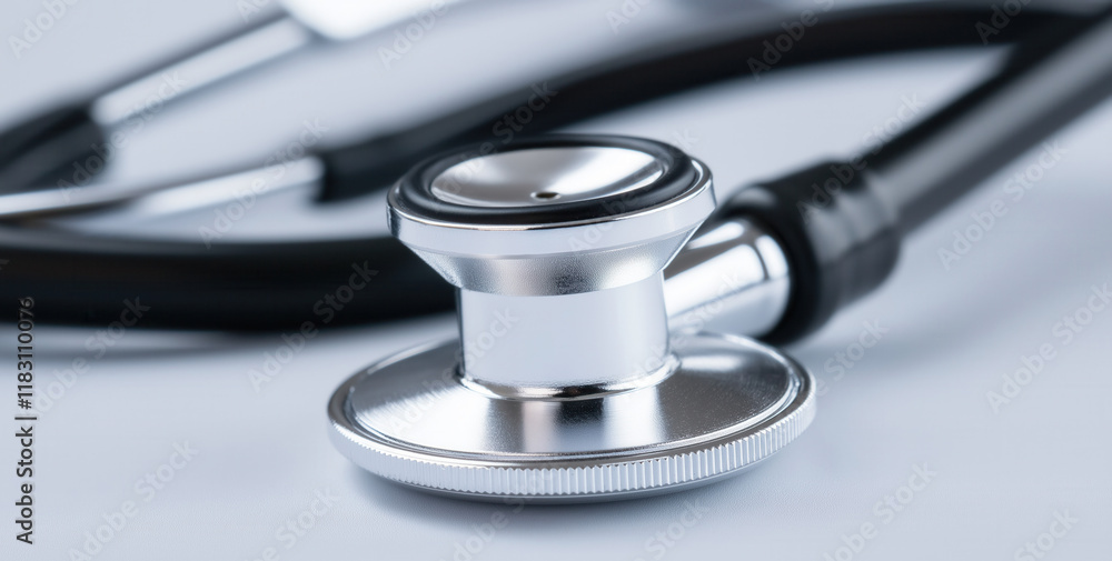 A close-up of a shiny metal stethoscope, symbolizing healthcare and medical practice, resting on a smooth surface. A close-up of a shiny metal stethoscope, symbolizing healthcare and medical practice, resting on a smooth surface.