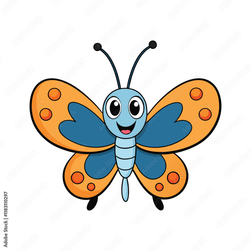 Fototapeta premium A Smiling Cartoon Butterfly Character Design