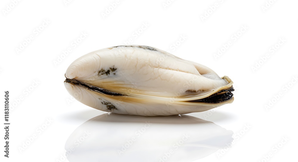 Naklejka premium Fresh Raw Mussel Shellfish Seafood Ocean Delicacy White Background