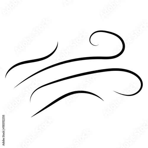 Doodle wind line sketch. Hand drawn doodle wind motion, air blow, swirl elements. Sketch drawn air blow motion, freshness, smoke flow art. Wind and air flow icons gusts. vector illustration