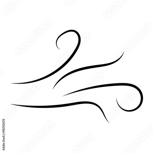 Doodle wind line sketch. Hand drawn doodle wind motion, air blow, swirl elements. Sketch drawn air blow motion, freshness, smoke flow art. Wind and air flow icons gusts. vector illustration