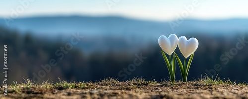 Bulb blooming valentine. Vibrant heart-shaped flower bulb in bloom, perfect for floral designs and decorations.