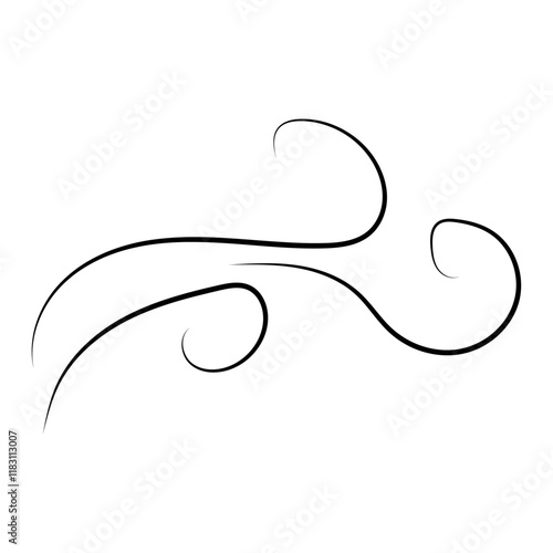 Doodle wind line sketch. Hand drawn doodle wind motion, air blow, swirl elements. Sketch drawn air blow motion, freshness, smoke flow art. Wind and air flow icons gusts. vector illustration