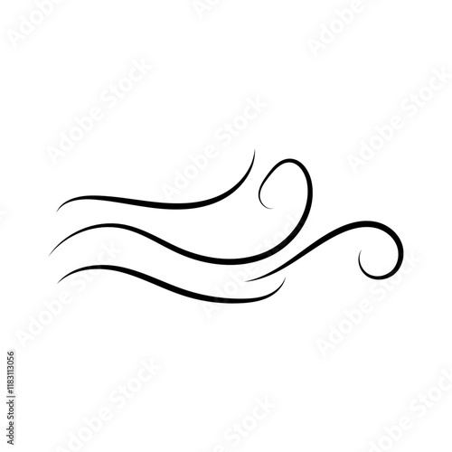 Doodle wind line sketch. Hand drawn doodle wind motion, air blow, swirl elements. Sketch drawn air blow motion, freshness, smoke flow art. Wind and air flow icons gusts. vector illustration