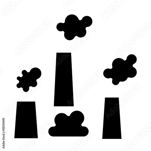 Air pollution from factory smoke icon in glyph style