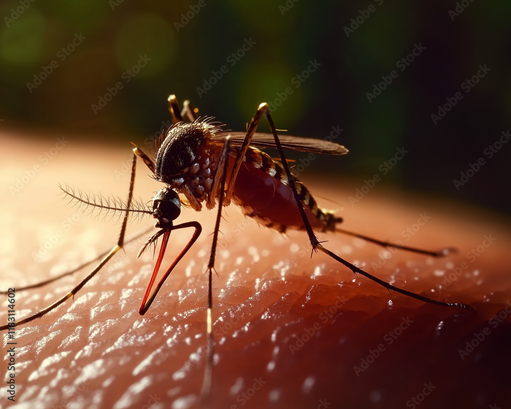 Mosquito with full of human blood in their body on white background, close up, dangerous zica virus aedes aegypti mosquito. Mosquito with full of human blood in their body on white background, close up, dangerous zica virus aedes aegypti mosquito.
