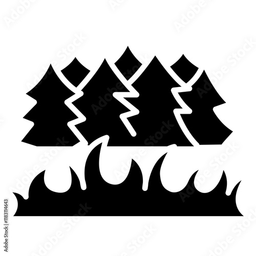 Forest fire, wildfire icon in glyph style