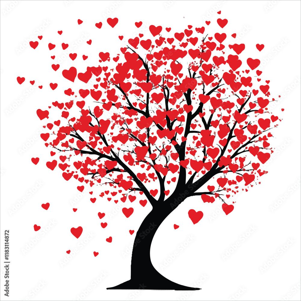 Fototapeta premium Valentine tree Vector with hearts