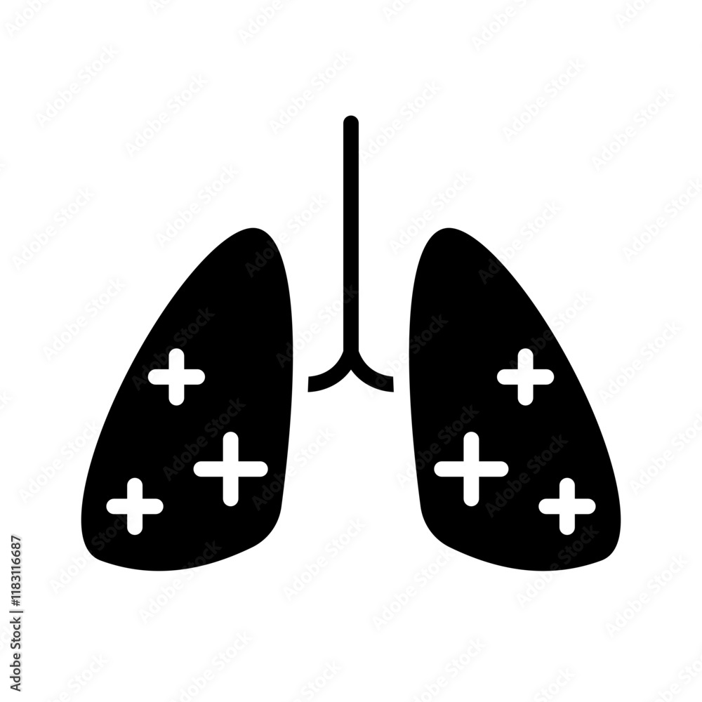 Lung cancer icon in glyph style Lung cancer icon in glyph style