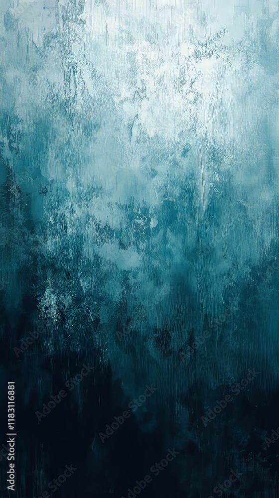 Obraz premium Noisy blue teal gradient background, shimmering waves texture, mobile wallpaper, copy space included, Generative AI