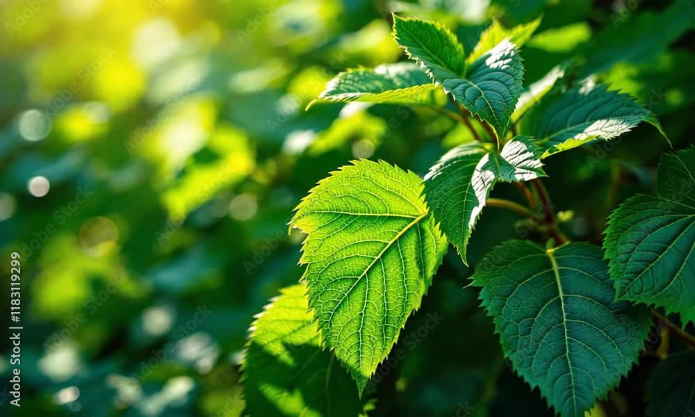 3D Animation of A close-up of green leaves on a plant. Video background 3D Animation of A close-up of green leaves on a plant. Video background