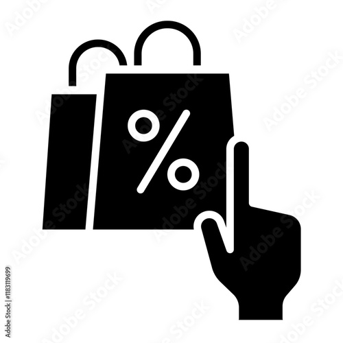 Online shopping icon in glyph style