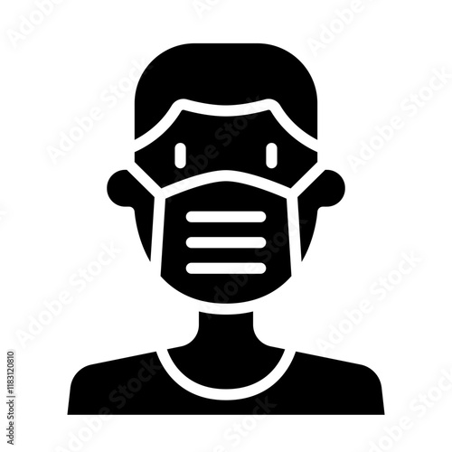 Patient wearing mask icon in glyph style